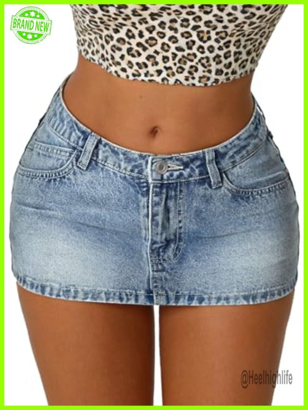 Low Rise Denim Mini Skirt Bodycon Cotton Blend Stretch Y2K Streetwear